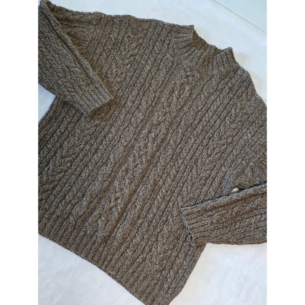 Vintage Abercrombie & Fitch Big Sweater Wool Cable Knit Mock Brown Large Cottage
